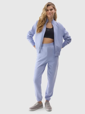 Zdjęcie produktu Spodnie dresowe joggery z bawełną organiczną damskie - niebieskie 4F