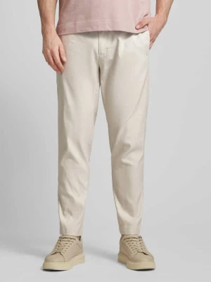 Zdjęcie produktu Spodnie lniane o kroju tapered fit z detalem z logo CK Calvin Klein