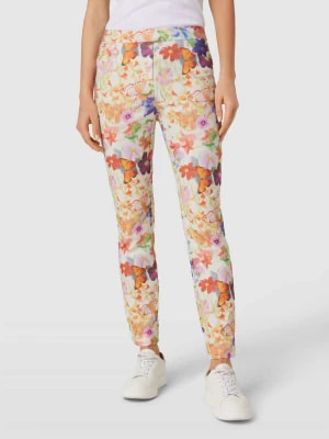 Zdjęcie produktu Spodnie materiałowe o kroju slim fit z kwiatowym wzorem model ‘LOLI’ STEHMANN