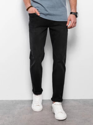 Zdjęcie produktu Spodnie męskie jeansowe z przetarciami REGULAR FIT - czarne V2 OM-PADP-0102
 -                                    L