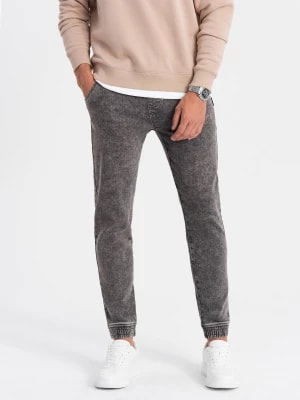 Zdjęcie produktu Spodnie męskie marmurkowe jeansowe JOGGERY - szare V3 OM-PADJ-0133
 -                                    XL