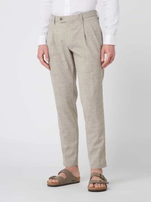 Zdjęcie produktu Spodnie o kroju slim straight fit z zakładkami w pasie i dodatkiem lnu model ‘Tarmac’ hiltl