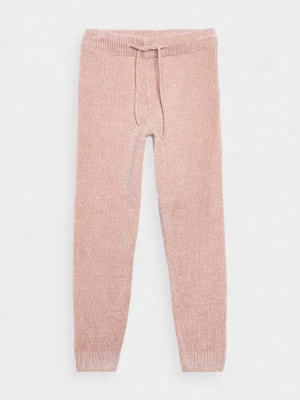 Zdjęcie produktu Spodnie z dzianiny szenilowej damskie - różowe OUTHORN