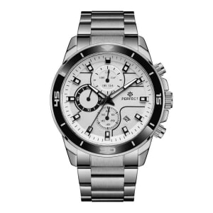 Zdjęcie produktu Srebrny elegancki zegarek męski bransoleta duży solidny Perfect CH02M szary, srebrny Merg