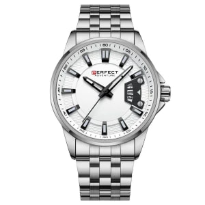Zdjęcie produktu Srebrny zegarek męski bransoleta duży solidny Perfect M144 szary, srebrny Merg
