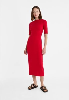 Zdjęcie produktu Stradivarius Marszczona sukienka średniej długości  Czerwony