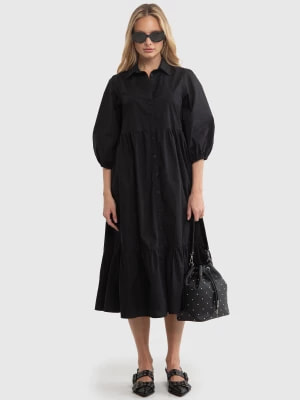 Zdjęcie produktu Sukienka damska midi o luźnym kroju z rękawem 3/4 czarna Darba 906 BIG STAR