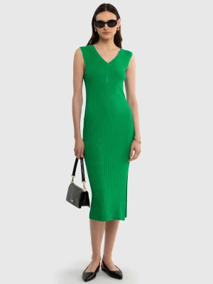Zdjęcie produktu Sukienka damska prążkowana slim z wiskozy zielona Zizila 301 BIG STAR