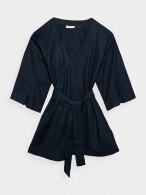 Zdjęcie produktu Sukienka kimono z lnem - granatowa OUTHORN