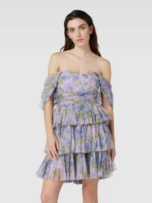 Zdjęcie produktu Sukienka koktajlowa o długości do kolan z kwiatowym nadrukiem Lace & Beads