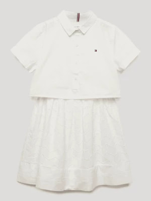 Zdjęcie produktu Sukienka koszulowa z krótkim rękawem i haftem angielskim Tommy Hilfiger Kids