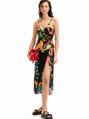 Zdjęcie produktu Sukienka midi kopertowa z obrazkiem z motywem dżungli Desigual