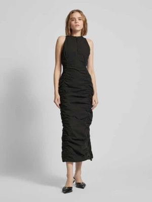 Zdjęcie produktu Sukienka midi z zamkiem błyskawicznym w jednolitym kolorze Review