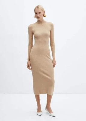 Zdjęcie produktu Sukienka prążkowana z półgolfem Mango