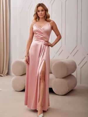 Zdjęcie produktu Sukienka Salma satynowa różowa długa balowa Roco