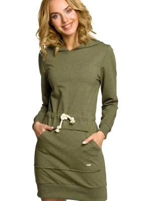 Zdjęcie produktu Sukienka sportowa jak bluza z kapturem bawełniana dzianina khaki Polski Producent