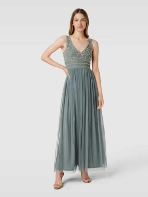 Zdjęcie produktu Sukienka wieczorowa z obszyciem ozdobnymi perełkami i kamieniami Lace & Beads