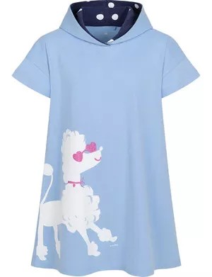 Zdjęcie produktu Sukienka z krótkim rękawem dla dziewczynki, z kapturem, z pudlem, niebieska, 2-8 lat Endo