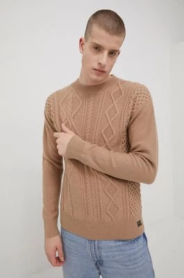 Zdjęcie produktu Superdry sweter wełniany męski kolor beżowy