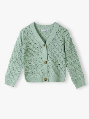 Zdjęcie produktu Sweter dla dziewczynki - zielony w ażurowe wzory - Max&Mia Max & Mia by 5.10.15.