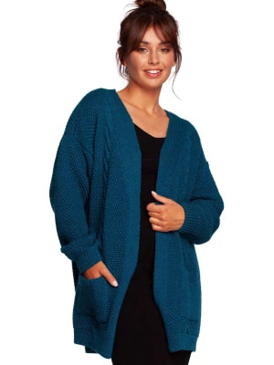 Zdjęcie produktu Sweter kardigan bez zapięcia z ozdobnym splotem i kieszeniami BE Knit
