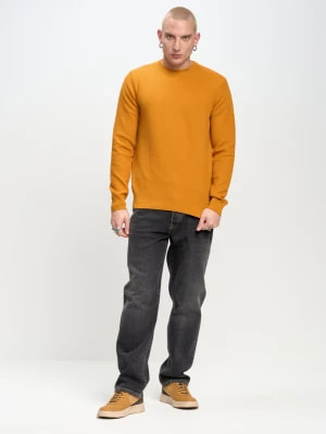 Zdjęcie produktu Sweter męski o teksturowym splocie pomaraŅczowy Reyli 703 BIG STAR