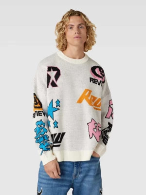 Zdjęcie produktu Sweter z dzianiny o kroju oversized w stylu Y2K z odznaczającym się nadrukiem REVIEW