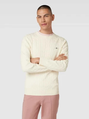 Zdjęcie produktu Sweter z dzianiny z bawełny z detalem z logo Gant