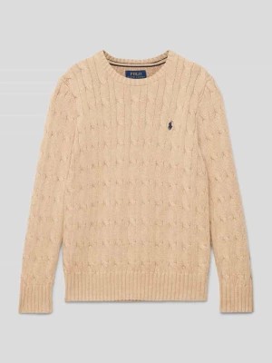 Zdjęcie produktu Sweter z dzianiny ze ściegiem warkoczowym i wyhaftowanym logo Polo Ralph Lauren Kids