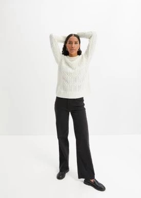 Zdjęcie produktu Sweter z okrągłym dekoltem i wzorem w warkocze bonprix