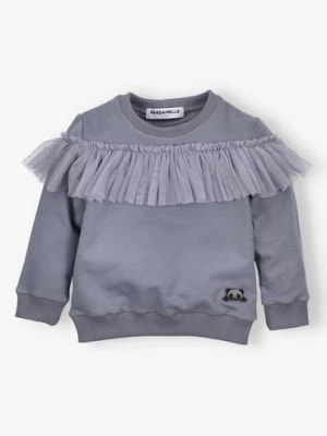 Zdjęcie produktu Szara bluza dla dziewczynki z tiulową falbanką PANDAMELLO