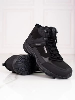 Zdjęcie produktu Sznurowane buty trekkingowe z wysoką cholewką męskie DK Softshell czarne