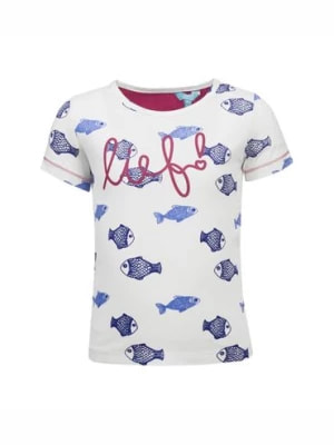 Zdjęcie produktu T-shirt dziewczęcy - biały w rybki - Lief