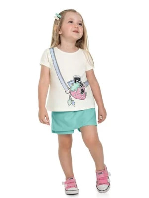 Zdjęcie produktu T-shirt dziewczęcy z imitacją torebki - żółty Quimby