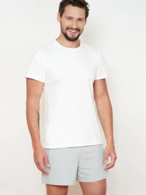 Zdjęcie produktu T shirt męski - biały z krótkimi rękawami Bohomoss - Luxurious Design