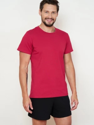 Zdjęcie produktu T shirt męski - bordowy z krótkimi rękawami Bohomoss - Luxurious Design