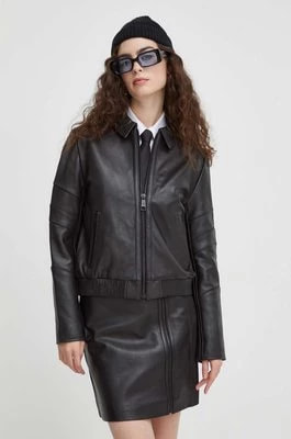 Zdjęcie produktu The Kooples kurtka skórzana damska kolor czarny przejściowa