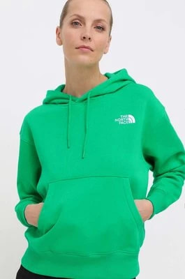Zdjęcie produktu The North Face bluza W Essential Hoodie damska kolor zielony z kapturem z aplikacją NF0A7ZJDPO81