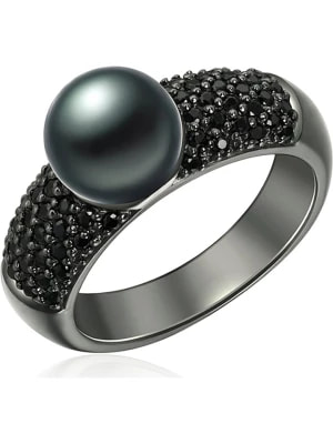 Zdjęcie produktu The Pacific Pearl Company Srebrny pierścionek z perłą i cyrkoniami rozmiar: 54