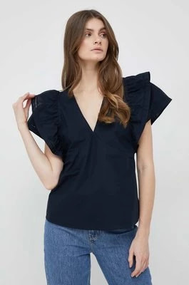 Zdjęcie produktu Tommy Hilfiger bluzka bawełniana damska kolor granatowy gładka