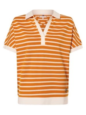 Zdjęcie produktu Tommy Hilfiger Damska koszulka polo Kobiety Lyocell beżowy|pomarańczowy w paski,