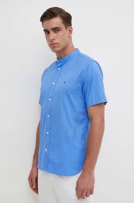 Zdjęcie produktu Tommy Hilfiger koszula bawełniana męska kolor niebieski regular ze stójką MW0MW35275