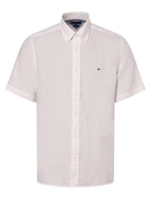 Zdjęcie produktu Tommy Hilfiger Męska koszula lniana Mężczyźni Regular Fit len biały jednolity,