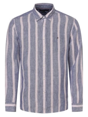 Zdjęcie produktu Tommy Hilfiger Męska koszula lniana Mężczyźni Regular Fit len niebieski w paski,