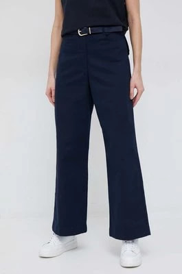 Zdjęcie produktu Tommy Hilfiger spodnie damskie kolor granatowy szerokie high waist