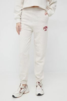 Zdjęcie produktu Tommy Hilfiger spodnie dresowe bawełniane damskie kolor beżowy melanżowe