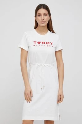 Zdjęcie produktu Tommy Hilfiger Sukienka bawełniana kolor biały mini prosta