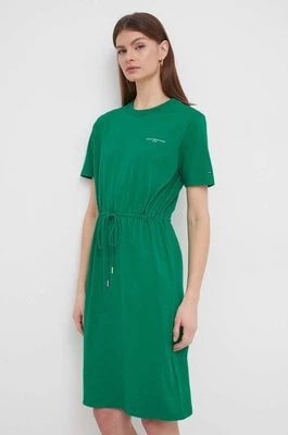 Zdjęcie produktu Tommy Hilfiger sukienka bawełniana kolor zielony mini rozkloszowana WW0WW40734