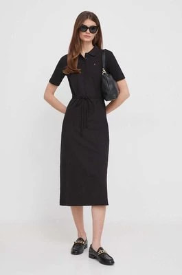 Zdjęcie produktu Tommy Hilfiger sukienka kolor czarny maxi rozkloszowana WW0WW42030