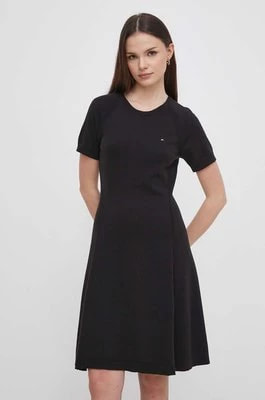 Zdjęcie produktu Tommy Hilfiger sukienka kolor czarny mini rozkloszowana WW0WW42461